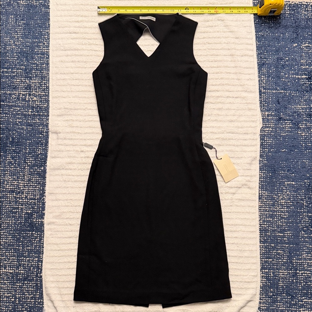 Emporio Armani Black Sleeveless Midi Dress with V-Keyhole